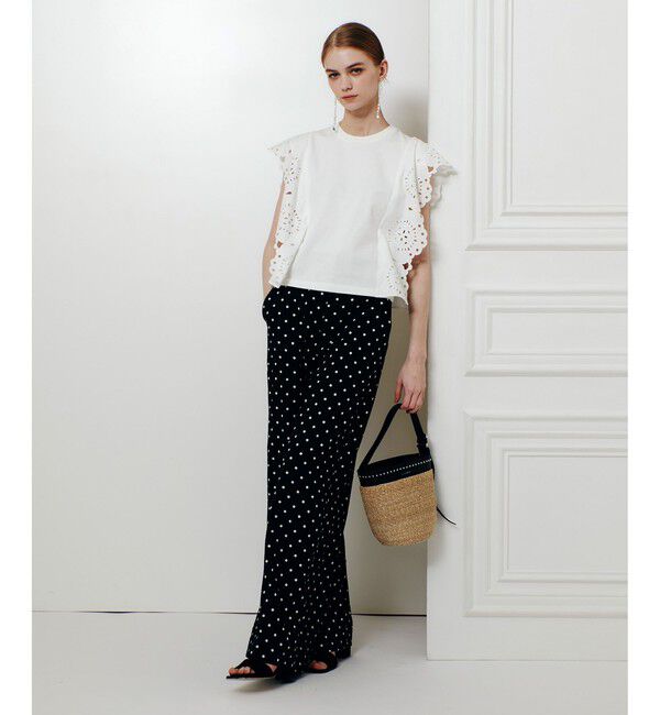 LOULOU WILLOUGHBY「【LOULOU WILLOUGHBY】スカラレーストリミングＴシャツ」|Tシャツ・カットソー|