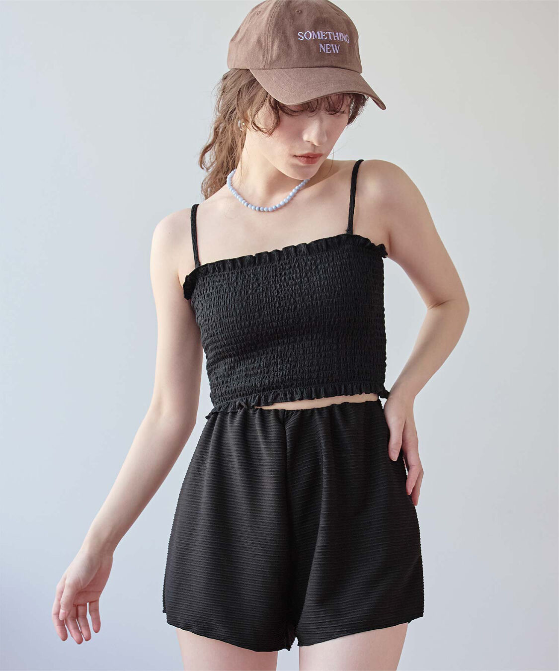 SEA DRESS「4点セット/長袖トップス付シャーリングビキニ&times;ショートパンツ/水着」|ビキニ|
