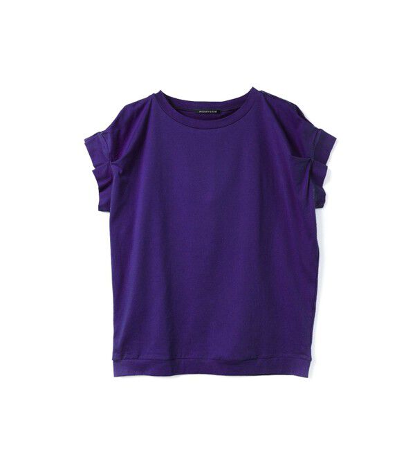 mizuiro ind「mizuiro ind フリルスリーブクルーネックプルオーバー」|Tシャツ・カットソー|ダークブルー