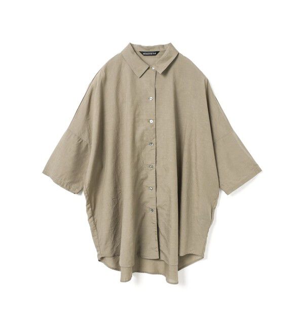 mizuiro ind「mizuiro ind ハーフスリーブワイドシャツ」|シャツ・ブラウス|ダークベージュ