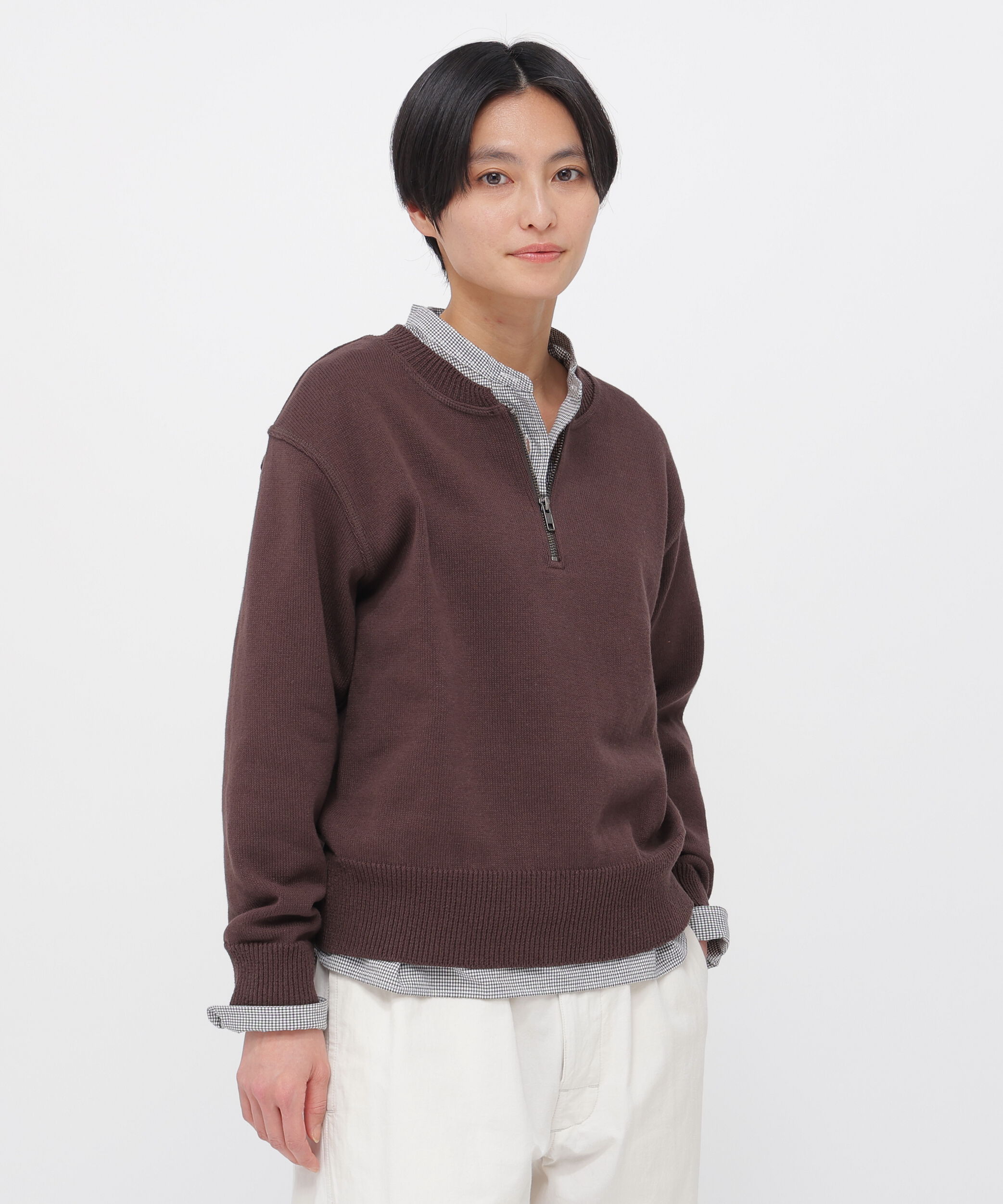 MHL.「DENSE ECO PLATED COTTON KNITWEAR」|ニット・セーター|DARK BROWN2