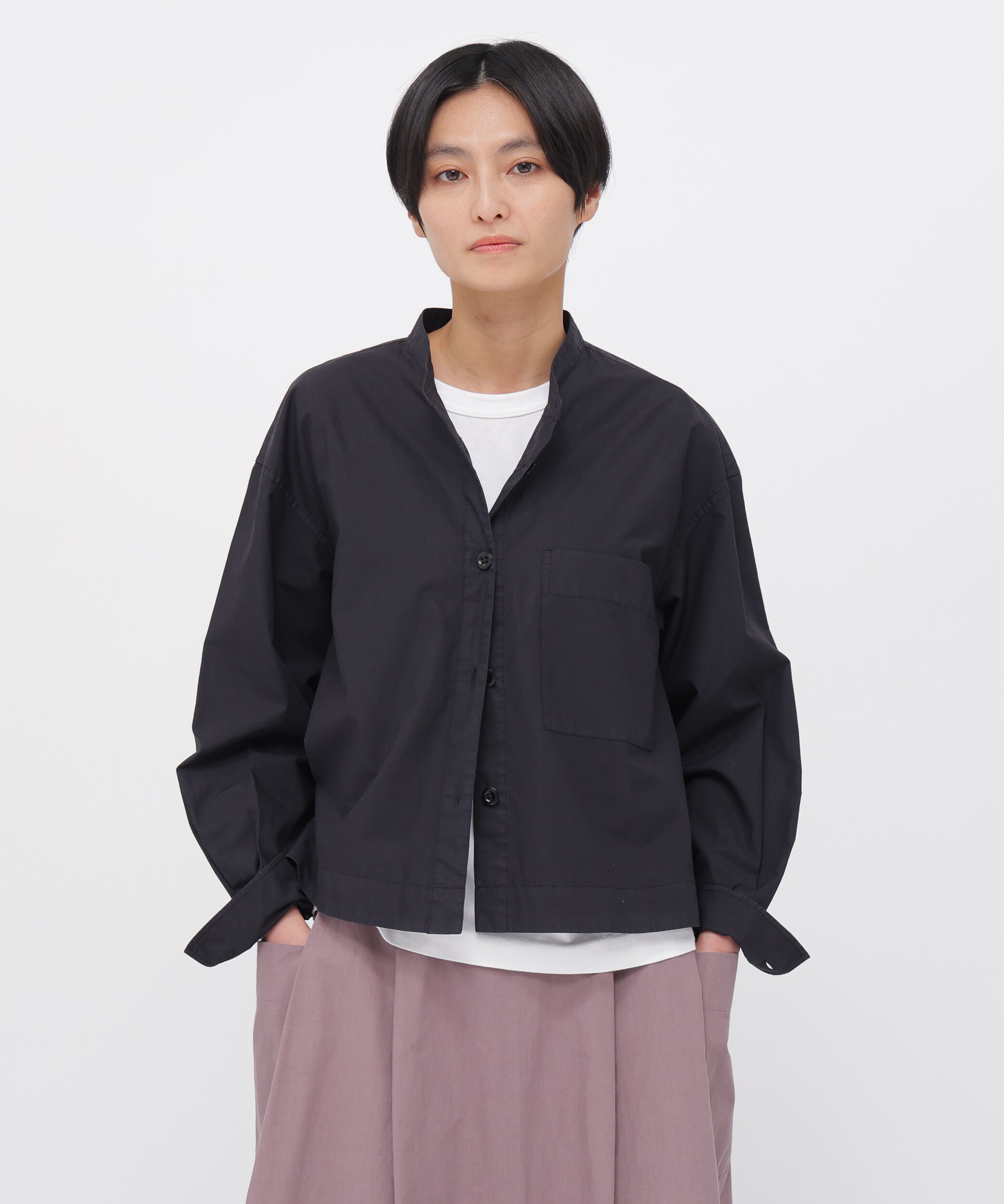 MHL.「COTTON RAMIE POPLIN SHIRT」|シャツ・ブラウス|BLACK