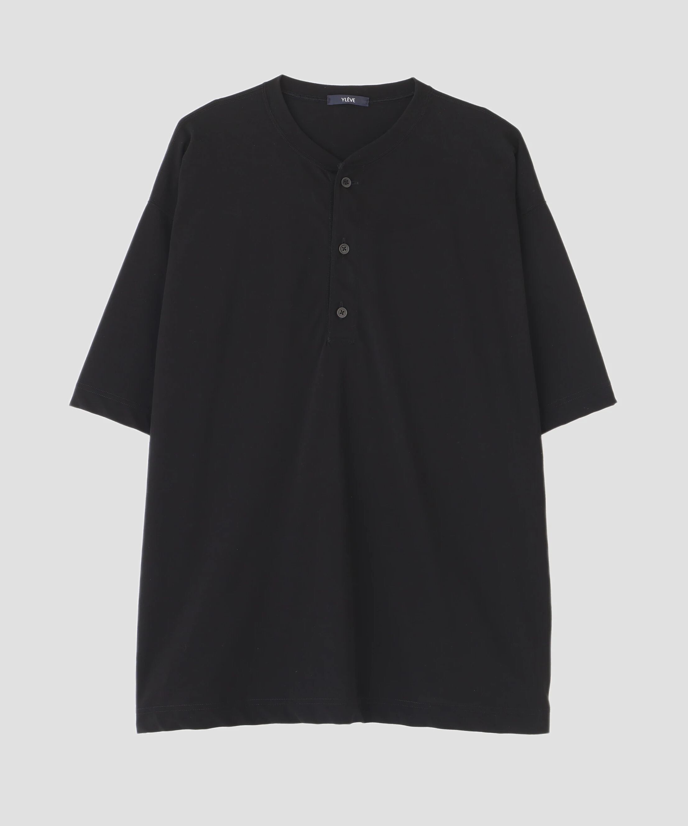 YLEVE 「YLEVE / COTTON HIGH-TWISTED JERSEY HENRY NECK T-SHIRT」|Tシャツ・カットソー|ブラック