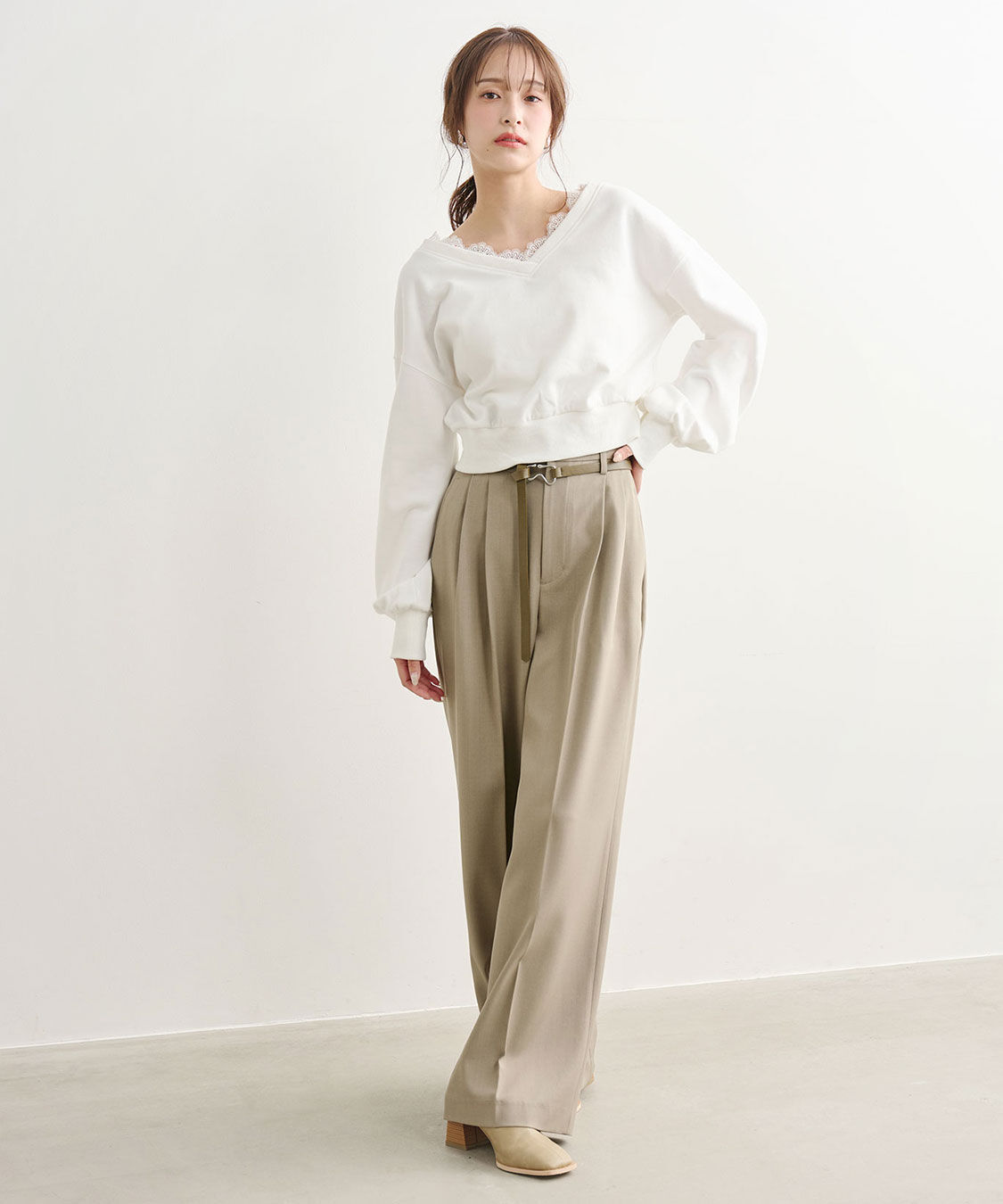 COCO DEAL「モチーフベルト付きワイドパンツ」|スラックス|