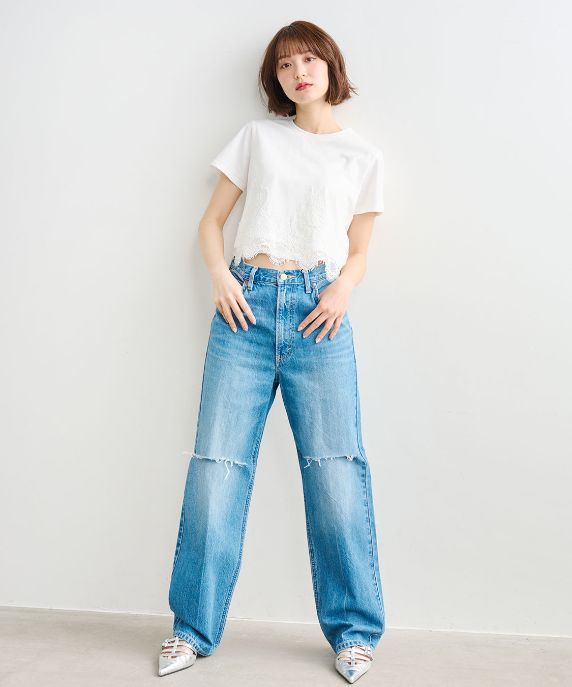 COCO DEAL「レースドッキングTシャツ」|Tシャツ・カットソー|