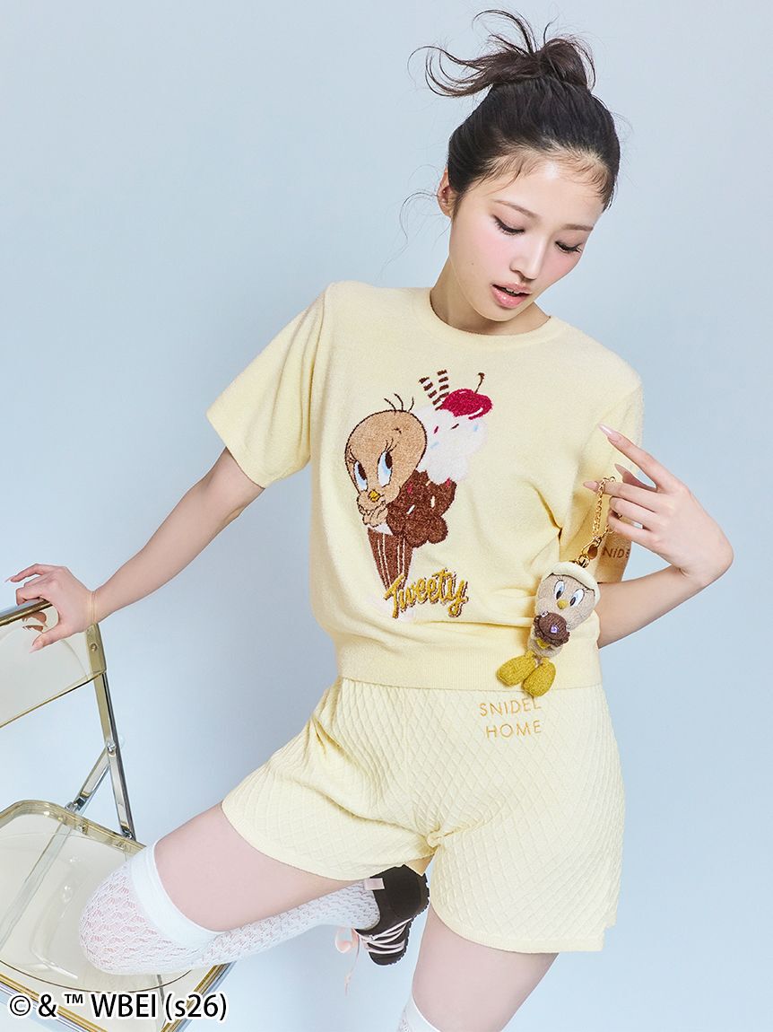 SNIDEL HOME「【Tweety】ワッフルコーンニットショートパンツ」|ルームウェア|