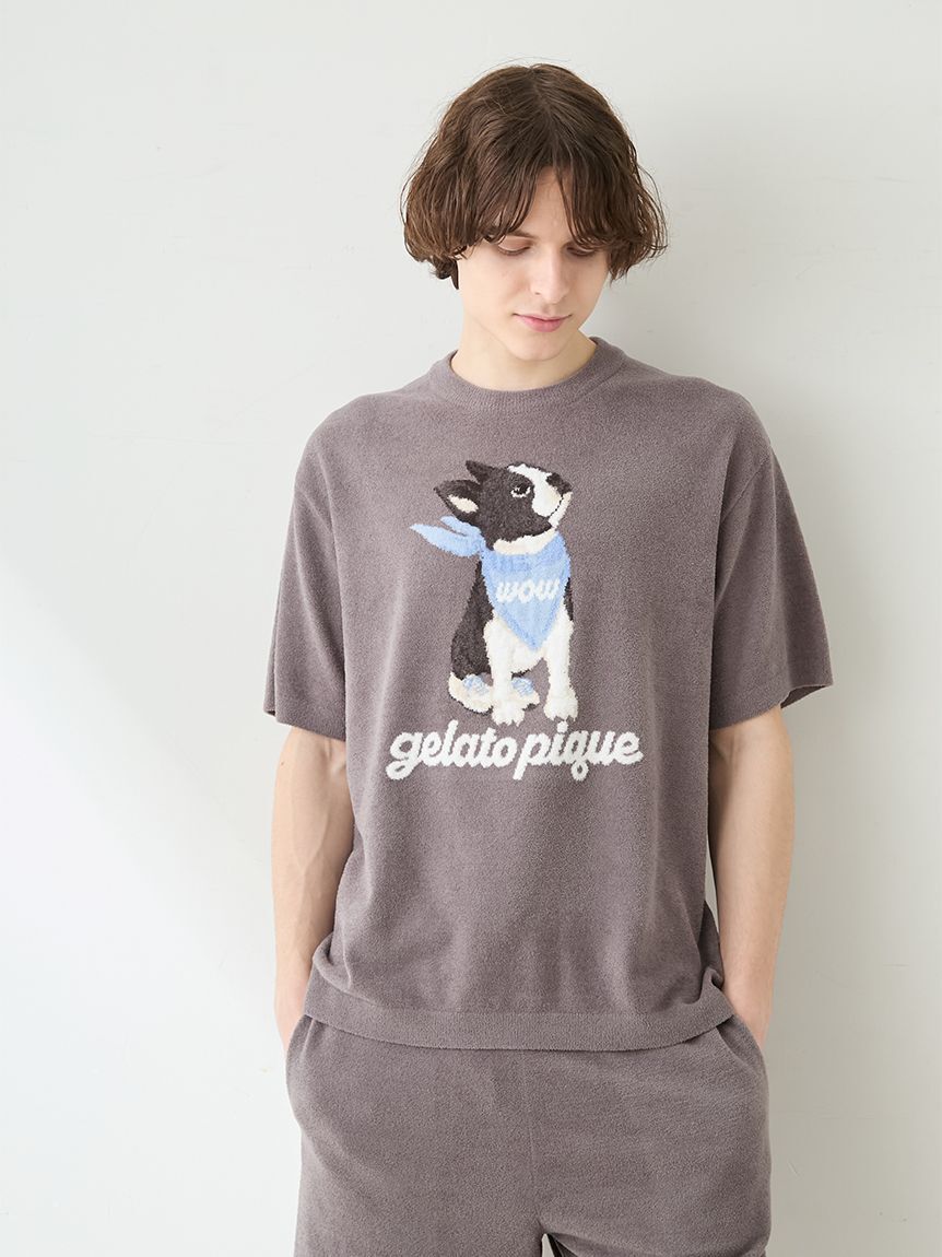 GELATO PIQUE HOMME「【ONLINE限定】【HOMME】エアリーモコボストンテリアジャガードプルオーバー&ハーフパンツセット」|ルームウェア|