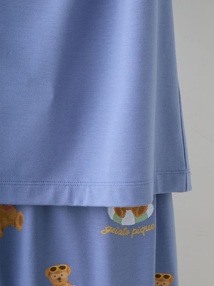 GELATO PIQUE HOMME「【ONLINE限定】【HOMME】【接触冷感】サマーベア柄ワンポイントTシャツ&ハーフパンツセット」|ルームウェア|