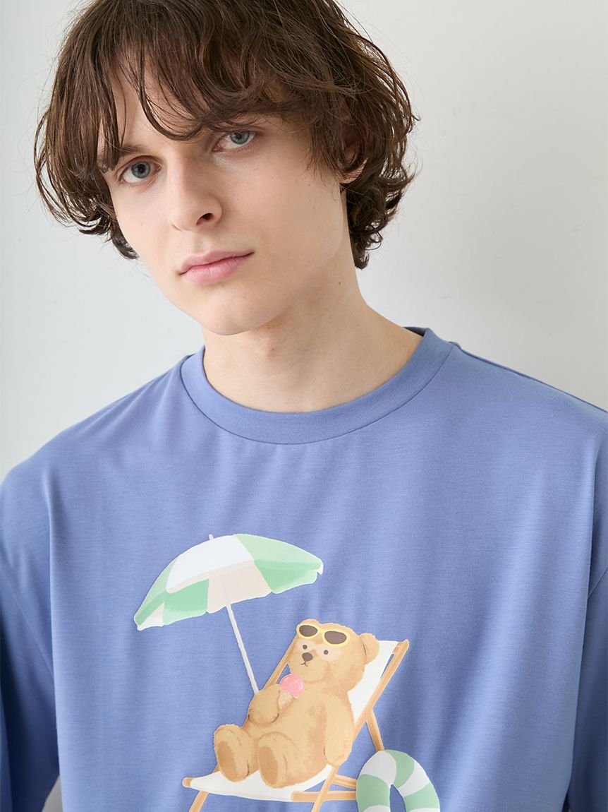 GELATO PIQUE HOMME「【ONLINE限定】【HOMME】【接触冷感】サマーベア柄ワンポイントTシャツ&ハーフパンツセット」|ルームウェア|