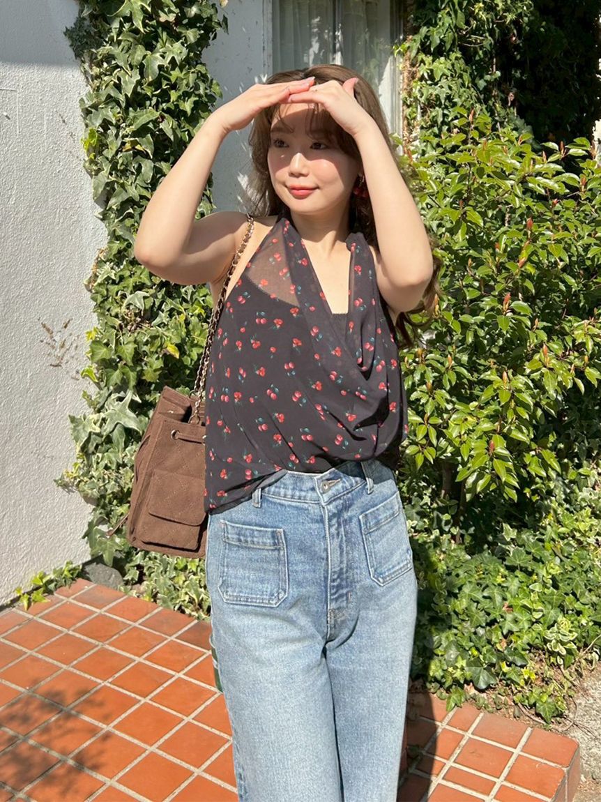 LILY BROWN「フルーツシフォンホルタートップス」|Tシャツ・カットソー|