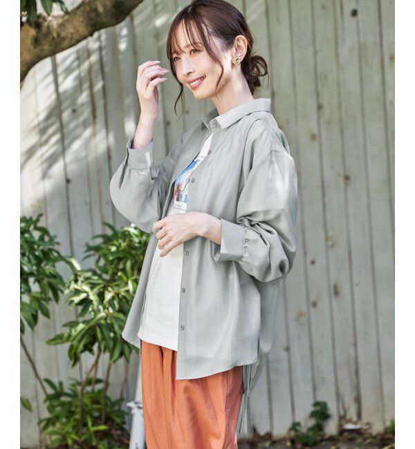 ikka「サテン／ドビーサイドリボンシャツ」|シャツ・ブラウス|