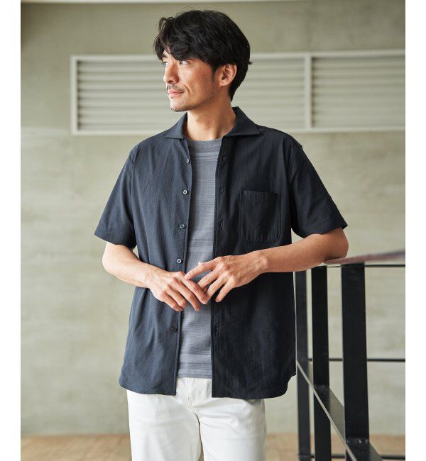 IKKA LOUNGE「アーバンＤＲＹレイカンオープンポロ」|Tシャツ・カットソー|ネイビーブルー