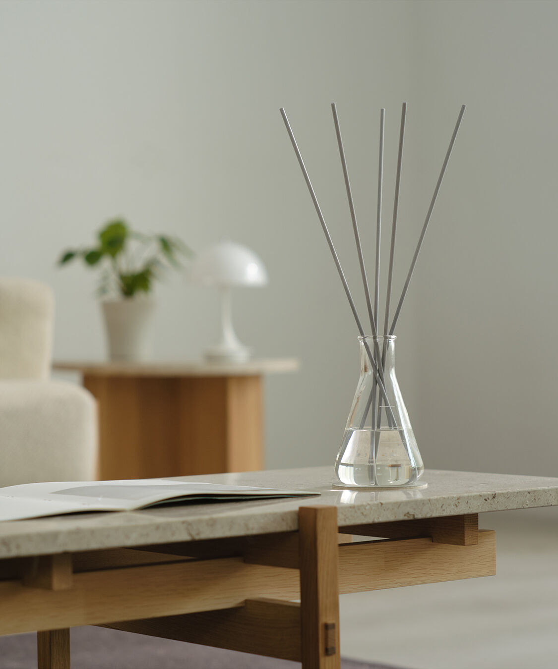 アットアロマ「stick diffuser HARIO flask D18 グレーset」|アロマ・ルームフレグランス|
