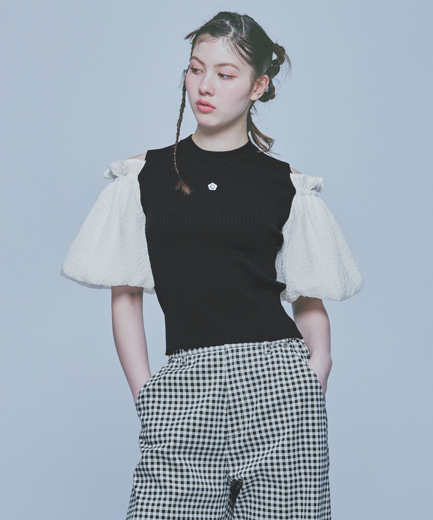 MARY QUANT「シフォン袖ニット プルオーバー」|ニット・セーター|