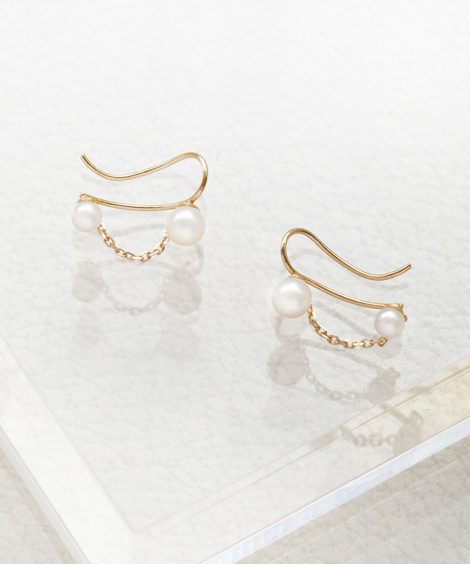 JUPITER「【K10】淡水パールチェーンイヤリング/ピアス」|ピアス|