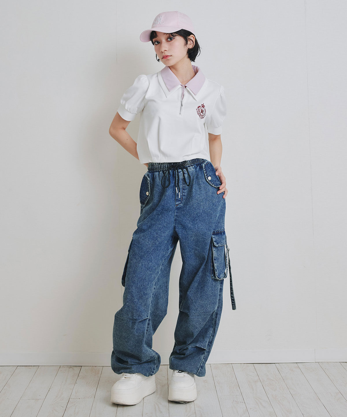 REDYAZEL「エンブレムダブルカラーカットプルオーバー」|Tシャツ・カットソー|