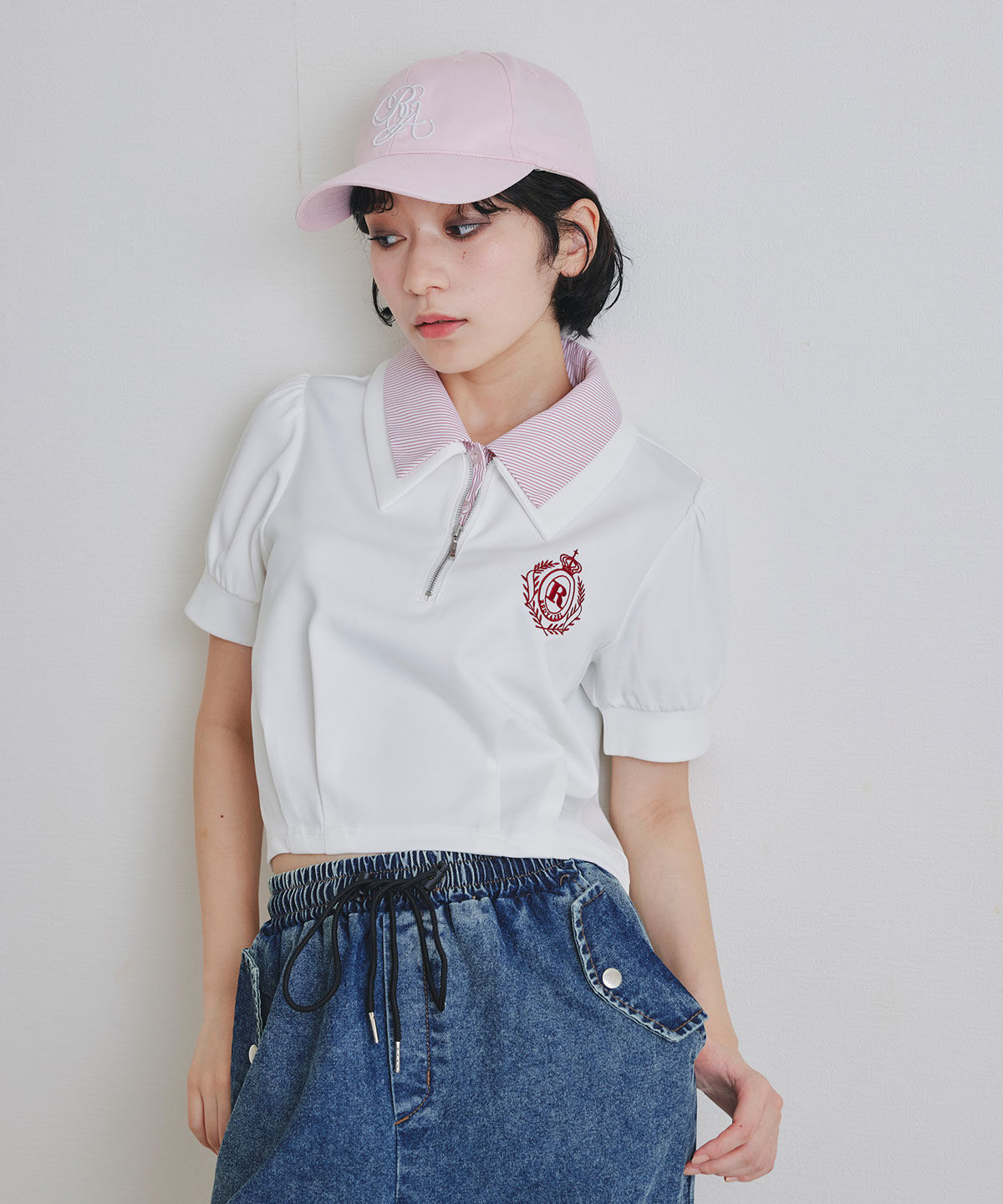 REDYAZEL「エンブレムダブルカラーカットプルオーバー」|Tシャツ・カットソー|