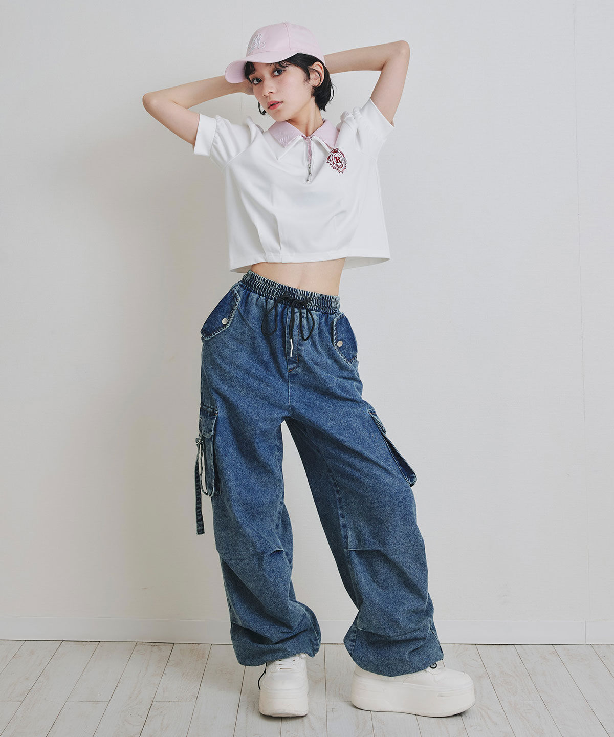 REDYAZEL「エンブレムダブルカラーカットプルオーバー」|Tシャツ・カットソー|
