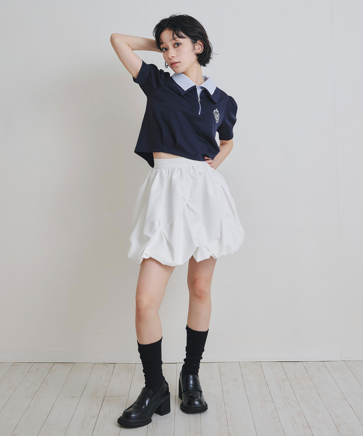 REDYAZEL「エンブレムダブルカラーカットプルオーバー」|Tシャツ・カットソー|