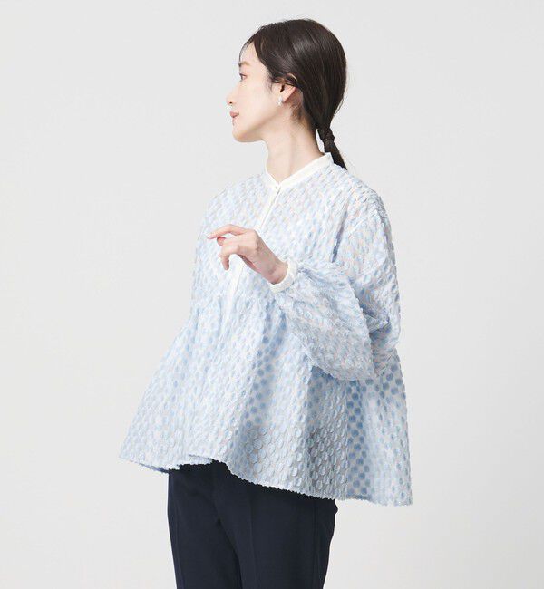 UNITED ARROWS「ラメ ドットジャガード ブラウス」|シャツ・ブラウス|LT.BLUE