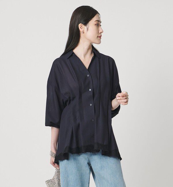 UNITED ARROWS「レースコンビ スキッパー ブラウス」|シャツ・ブラウス|
