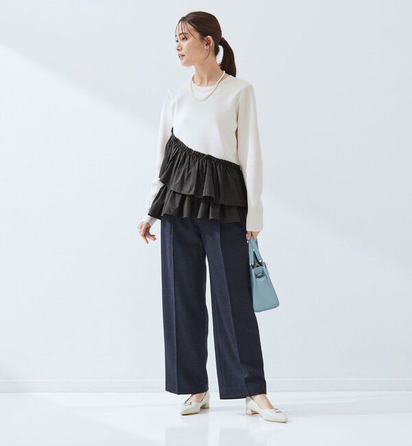 UNITED ARROWS green label relaxing「タフタ ドッキング ペプラム プルオーバー ニット ウォッシャブル」|ニット・セーター|