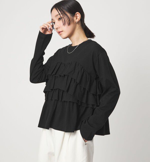 UNITED ARROWS green label relaxing「【WEB限定】＜at ease＞フロント フリル プルオーバー カットソー」|Tシャツ・カットソー|