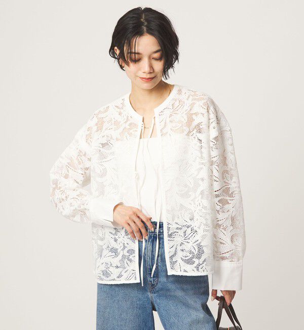 UNITED ARROWS green label relaxing「レース ハオリ ブラウス」|シャツ・ブラウス|WHITE