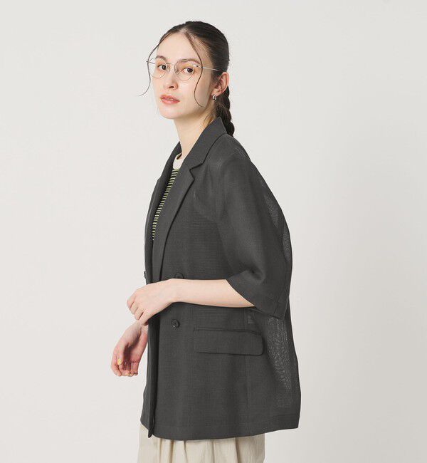 BEAUTY&YOUTH UNITED ARROWS「ポリエステル メッシュ ハーフスリーブ ジャケット ウォッシャブル」|テーラードジャケット|DK.GRAY