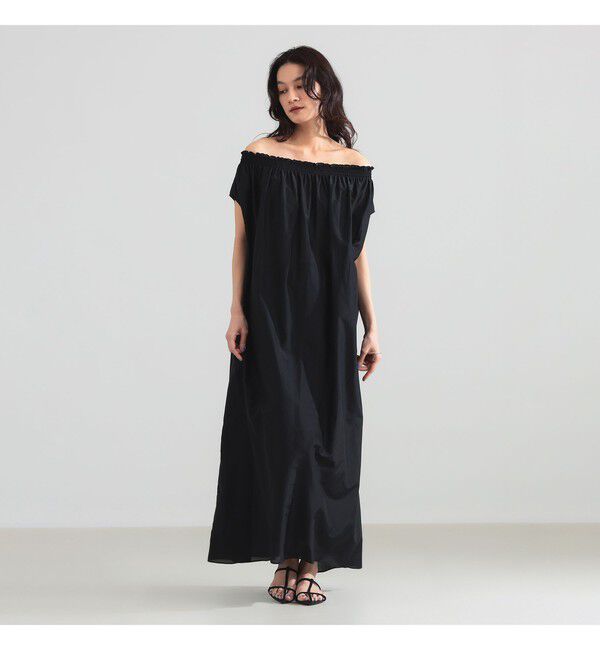 Demi-Luxe BEAMS 「	コットンシルク オフショルダー ワンピース」|ワンピース|BLACK