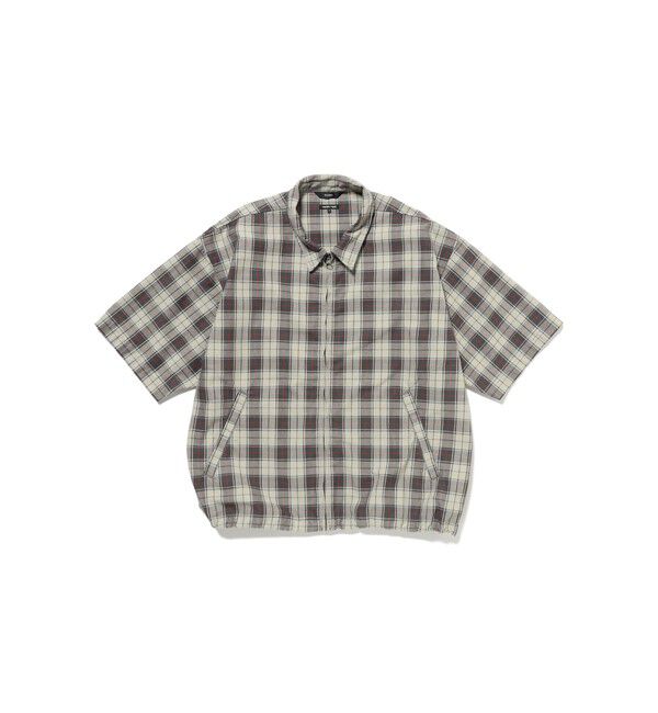 BEAMS「BEAMS｜Check Zip Up Shirt｜メンズ ジップアップシャツ ブルゾン｜ワークテイスト｜シワになりにくい 速乾」|シャツ・ブラウス|BEIGE