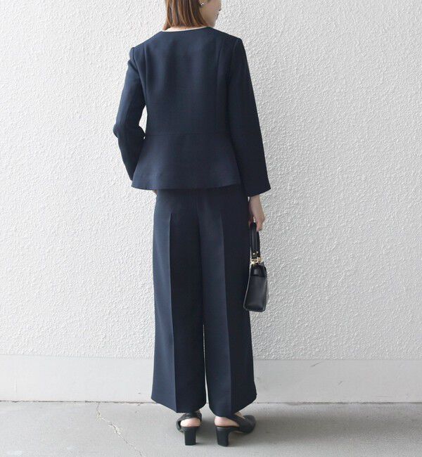 SHIPS any「【WEB限定】SHIPS any:〈洗濯機可能〉ダブルクロス  ペプラム ノーカラー ジャケット［NAVY BLUE］」|ノーカラージャケット|