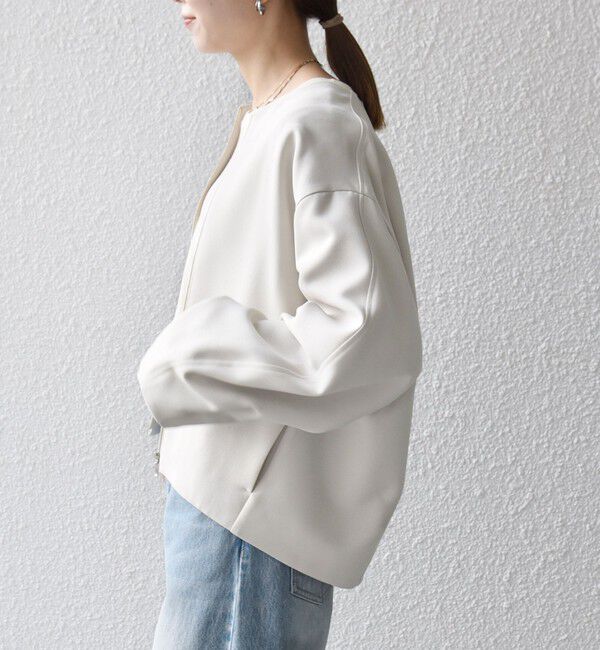 SHIPS any「SHIPS any:〈洗濯機可能〉ダブルクロス ノーカラー ジップ ブルゾン［NAVY BLUE］」|ノーカラージャケット|