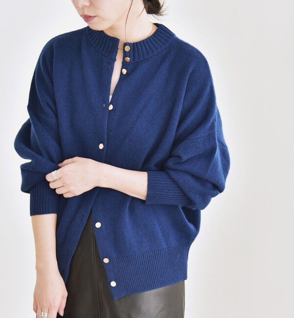 quaranciel「quaranciel: AQUA カシミヤ ミックス 2way ハイネック カーディガン」|カーディガン|ブルー