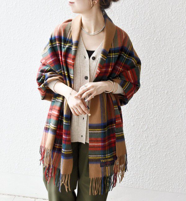 SHIPS any「TWEED MILL: チェック ウール ストール 25AW」|ストール|