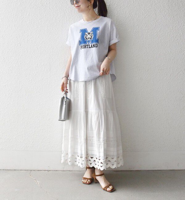 SHIPS any「《一部追加予約》【SHIPS any別注】THE KNiTS:〈洗濯機可能〉ラウンドヘム プリント ショート TEE」|Tシャツ・カットソー|