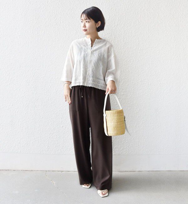 SHIPS for women「《一部追加予約》〈手洗い可能〉パッチワーク レース ショート スリーブ 羽織 ブラウス」|シャツ・ブラウス|