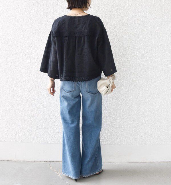 SHIPS for women「《一部追加予約》〈手洗い可能〉パッチワーク レース ショート スリーブ 羽織 ブラウス」|シャツ・ブラウス|