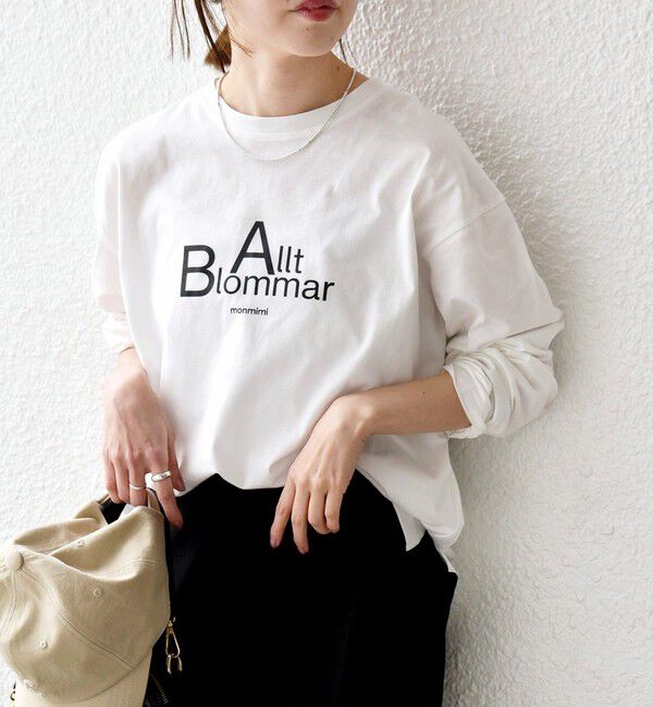 SHIPS any「【SHIPS any別注】monmimi:〈洗濯機可能〉ロゴ プリント ロンTEE 26SS」|Tシャツ・カットソー|ホワイト