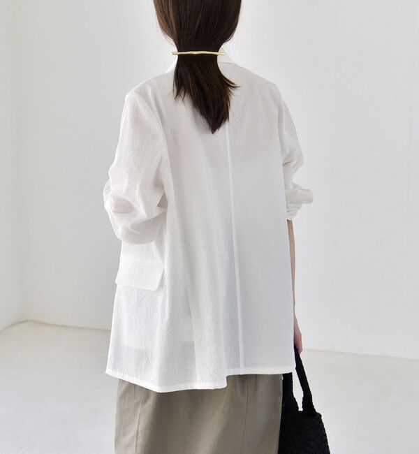 quaranciel「《予約》quaranciel:〈手洗い可能〉シアー カラミ テーラード ダブル ジャケット」|その他|