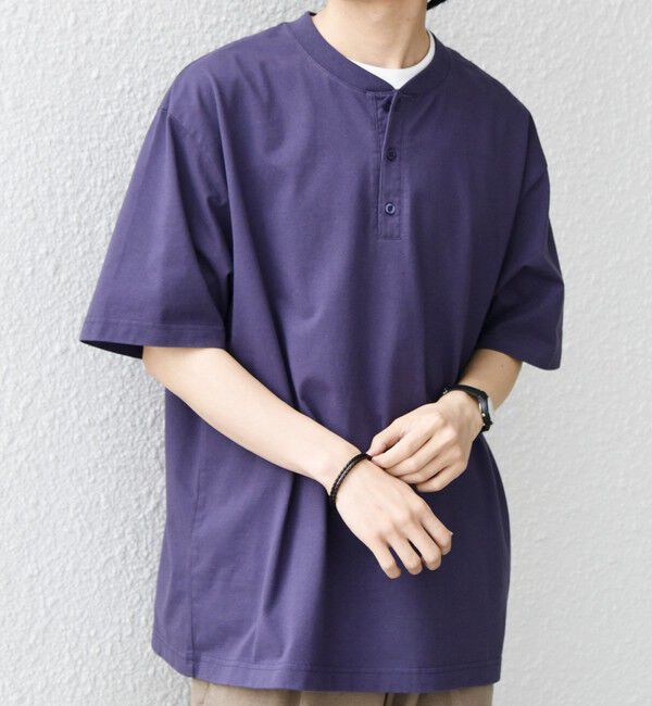 SHIPS any「SHIPS any:〈接触冷感/吸水速乾/UVカット/遮熱〉Raylock ヘンリーネック Tシャツ◇」|Tシャツ・カットソー|ネイビー