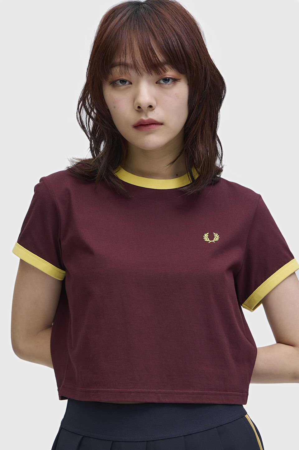 FRED PERRY 「Cropped Ringer T-Shirt」|Tシャツ・カットソー|OX BLOOD