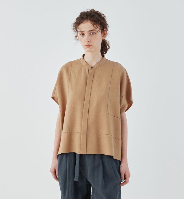 GALERIE VIE「【一部WEB先行予約】フレンチリネン スタンドカラーシャツ」|シャツ・ブラウス|