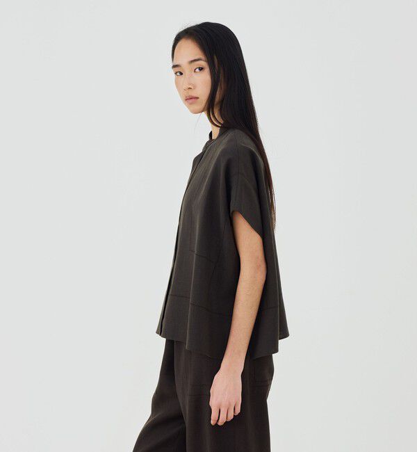 GALERIE VIE「【一部WEB先行予約】フレンチリネン スタンドカラーシャツ」|シャツ・ブラウス|