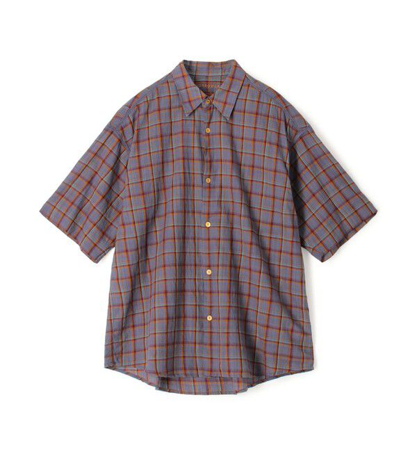 TOMORROWLAND MENS「インドコットン カスリチェック ハーフスリーブシャツ」|シャツ・ブラウス|16 グレー系