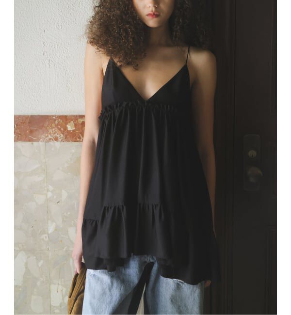  「SATIN RUFFLE MINI DRESS：ワンピース」|ワンピース|
