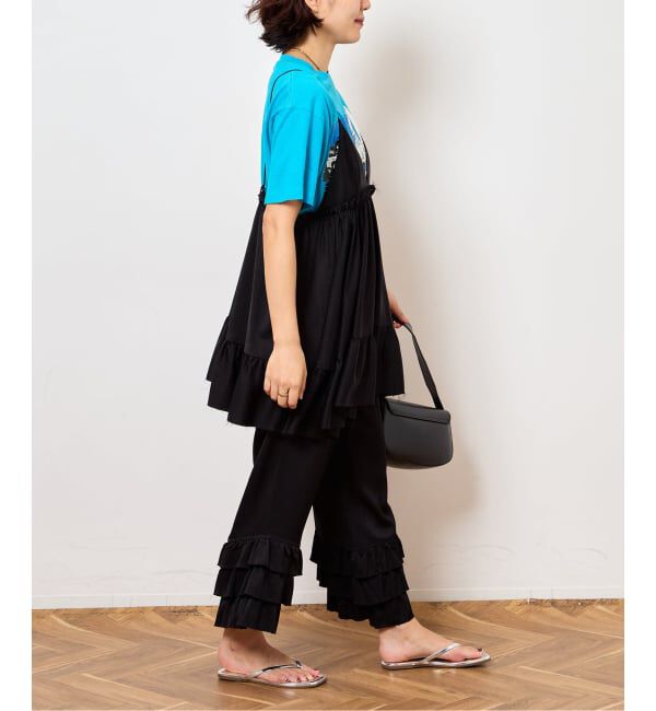  「SATIN RUFFLE MINI DRESS：ワンピース」|ワンピース|
