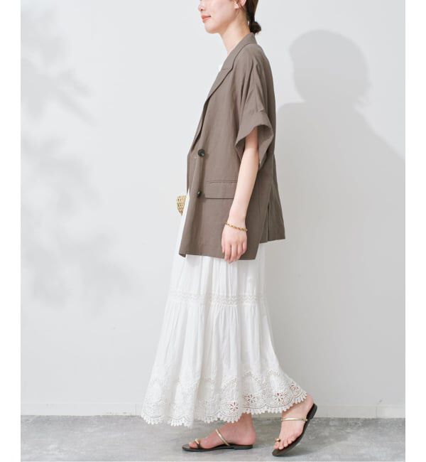 SLOBE IENA「《セットアップ対応可》リネン混ハーフスリーブジャケット」|その他|
