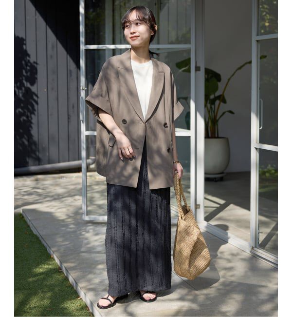 SLOBE IENA「《セットアップ対応可》リネン混ハーフスリーブジャケット」|その他|
