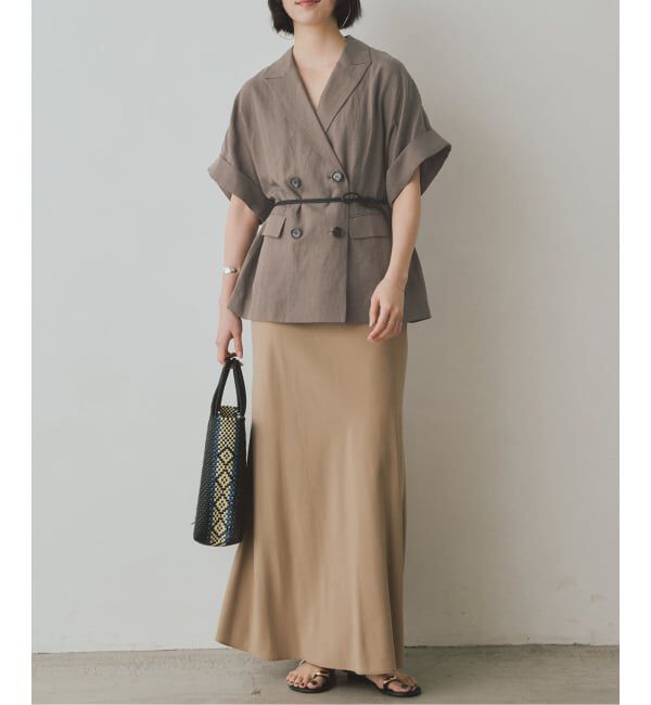 SLOBE IENA「《セットアップ対応可》リネン混ハーフスリーブジャケット」|その他|